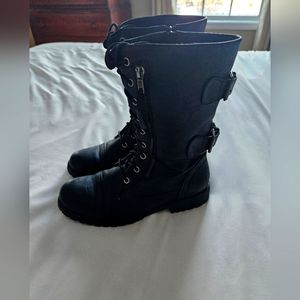 Black combat-style boots